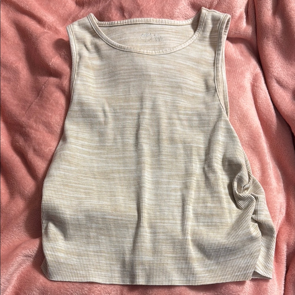 Aerie Gray Ribbed Cut Out Tank Top